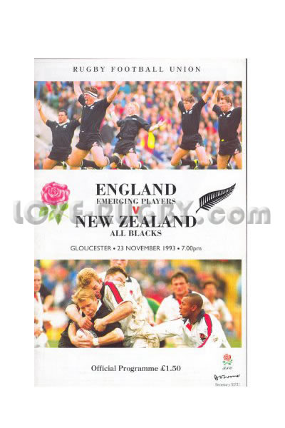 1993 England Emerging v New Zealand  Rugby Programme